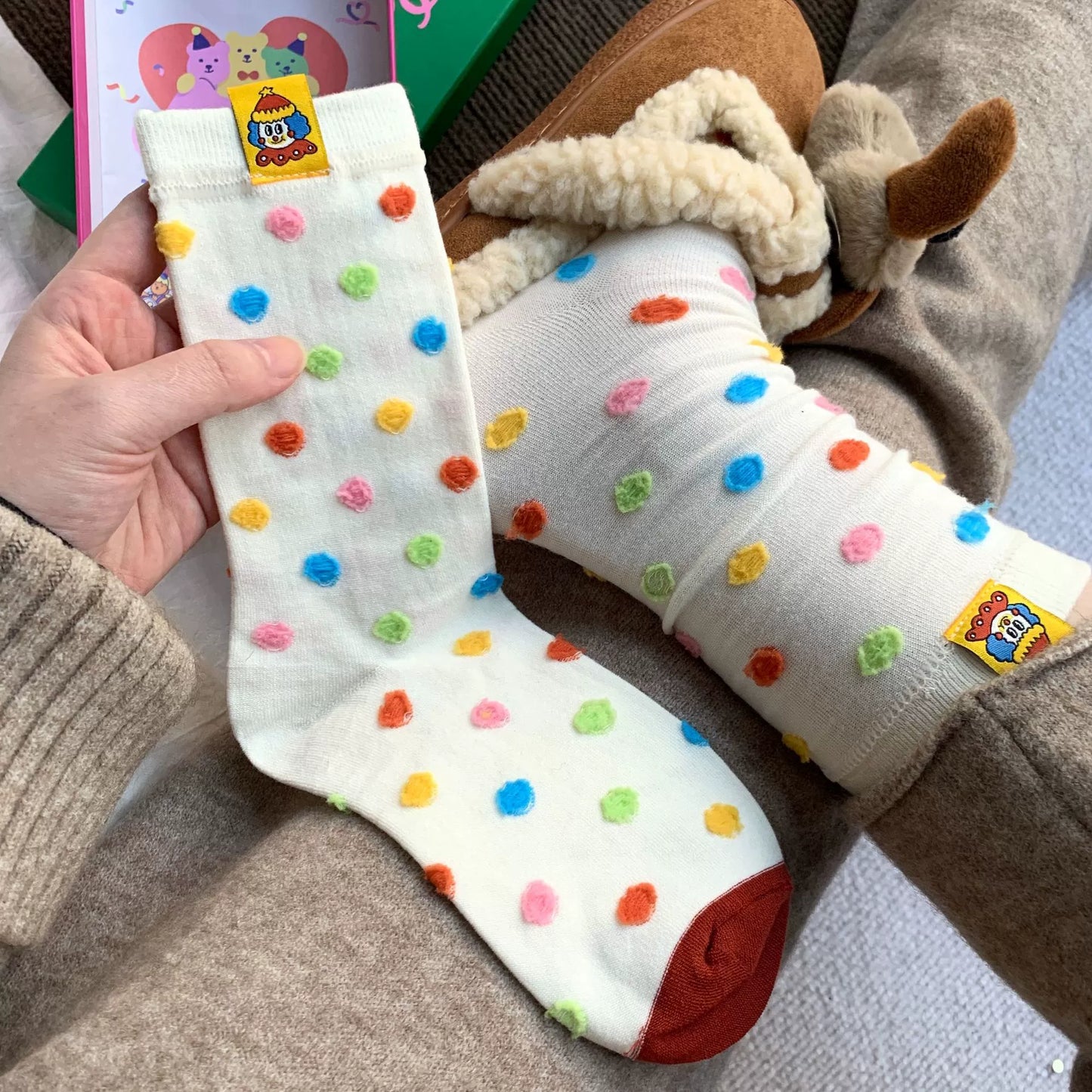 Rainbow Stripes & Polka Dot Circus Socks
