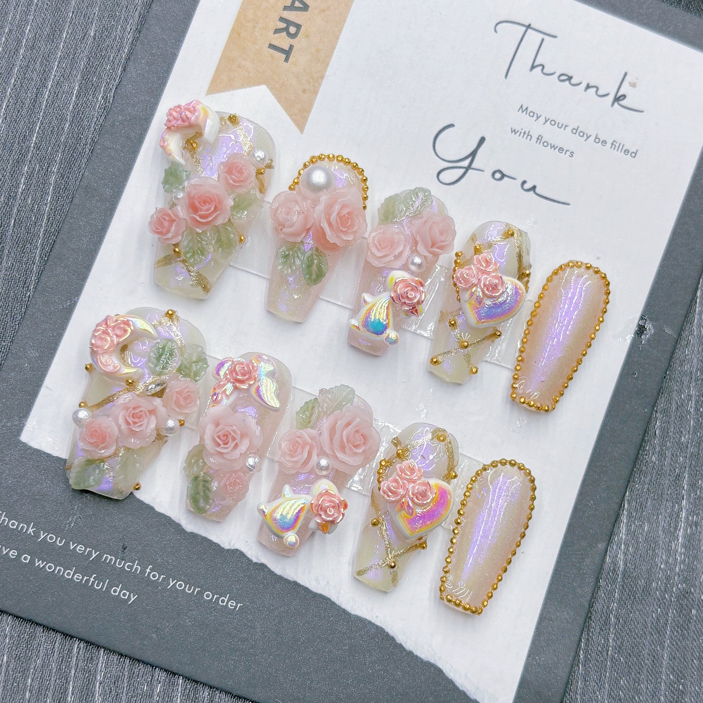 Aurora Nude Ice Hand-Worn Nail Art - Pink Carved Heavy Industry Design