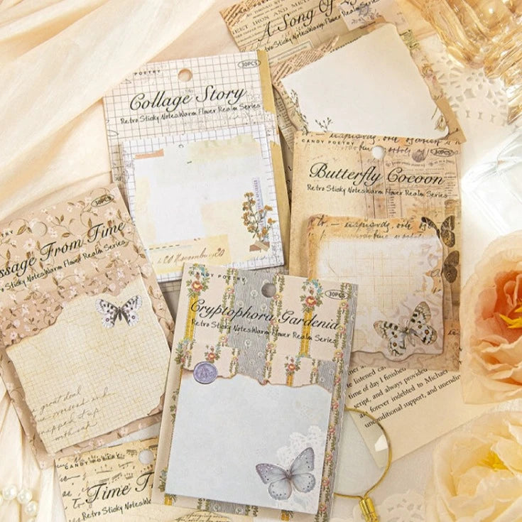 Vintage Charm - Retro-Inspired Sticky Note Memo Pad Collection