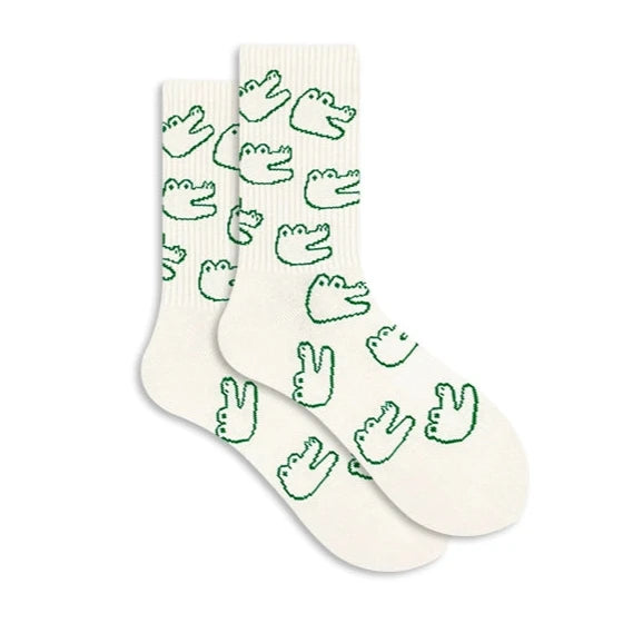 Green Smiley Crocodile Socks