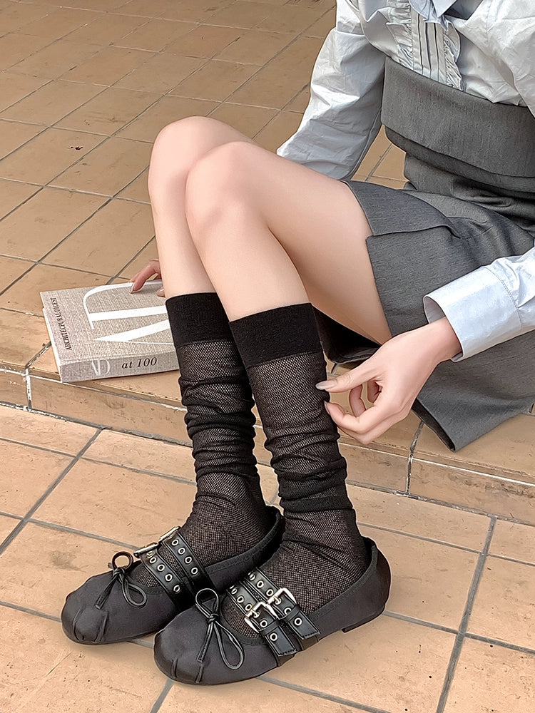 Sheer Sunscreen Mesh Knee-High Socks