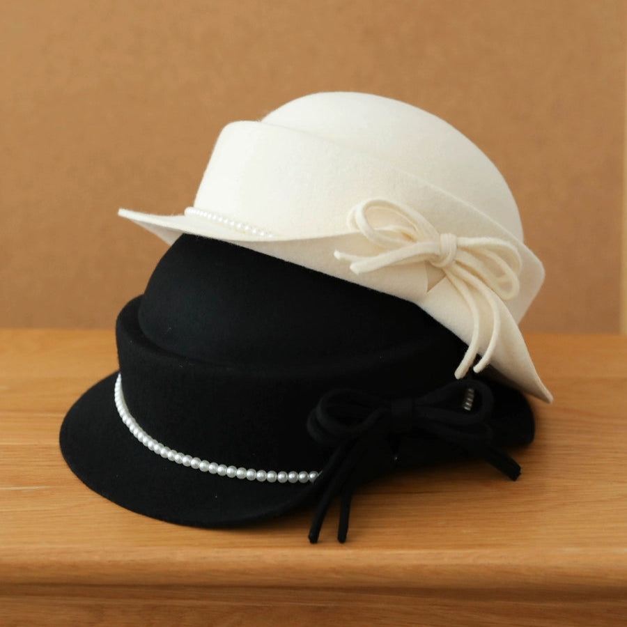 Full Wool Bow Top Hat for Girls