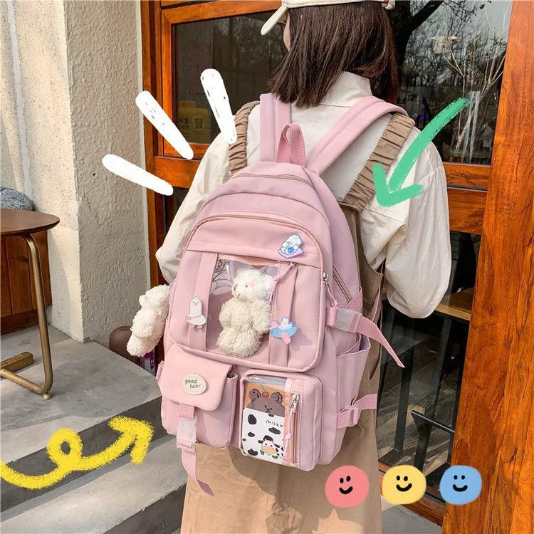 Trendy Large Capacity Cartoon Backpack - Korean Harajuku Style