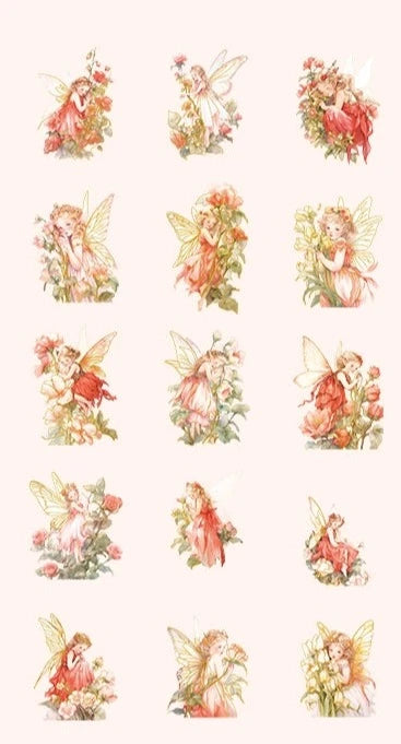 Goka 3D Hot Stamping Stickers | Flower Room Elf Girls | Waterproof & Child-Friendly | 30 Sheets