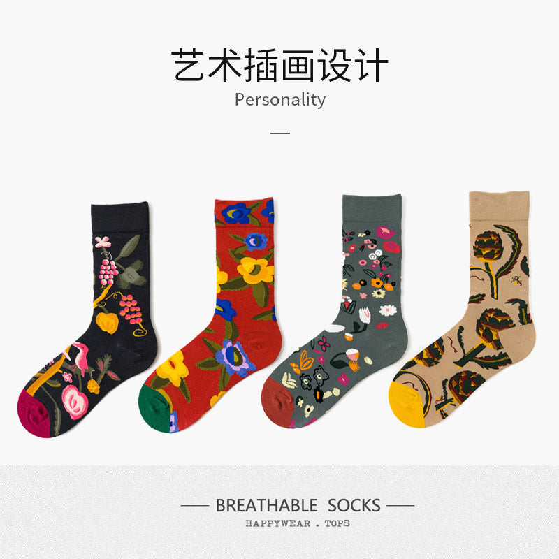 Vintage Canvas Art Socks