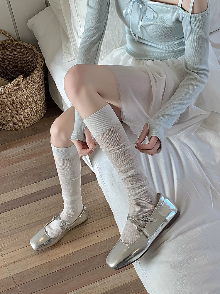 Sheer Sunscreen Mesh Knee-High Socks