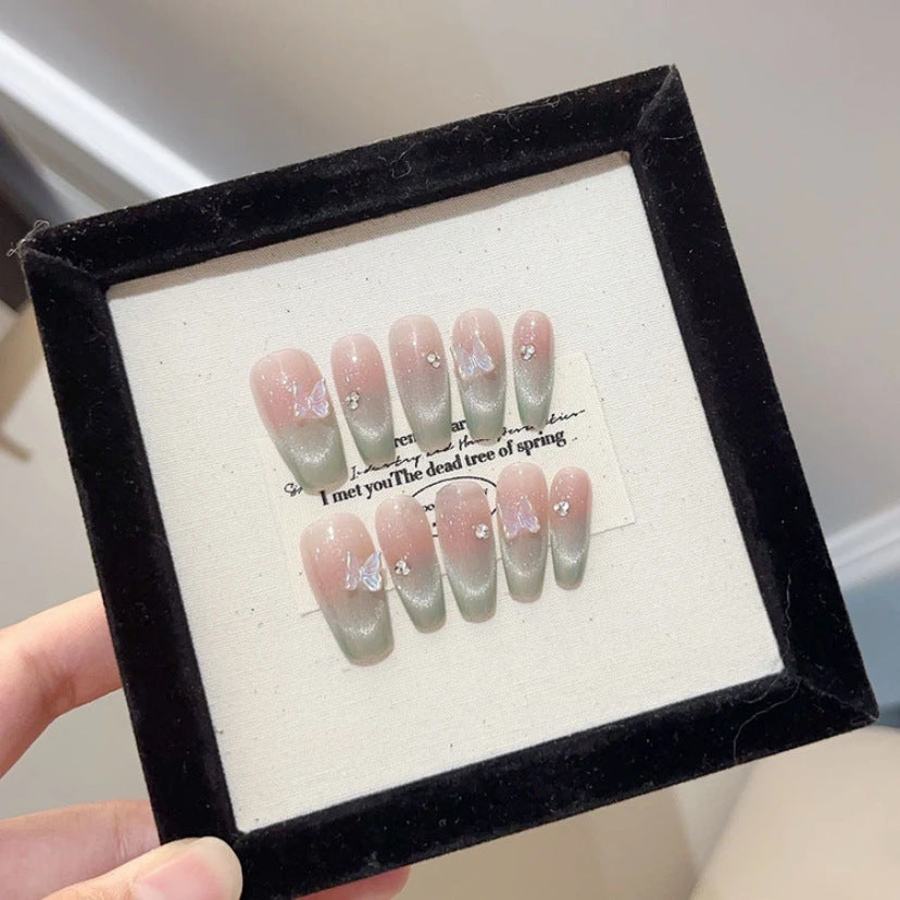 Cat's Eye Mint Green Nail Art - Luxury Advanced Light Therapy