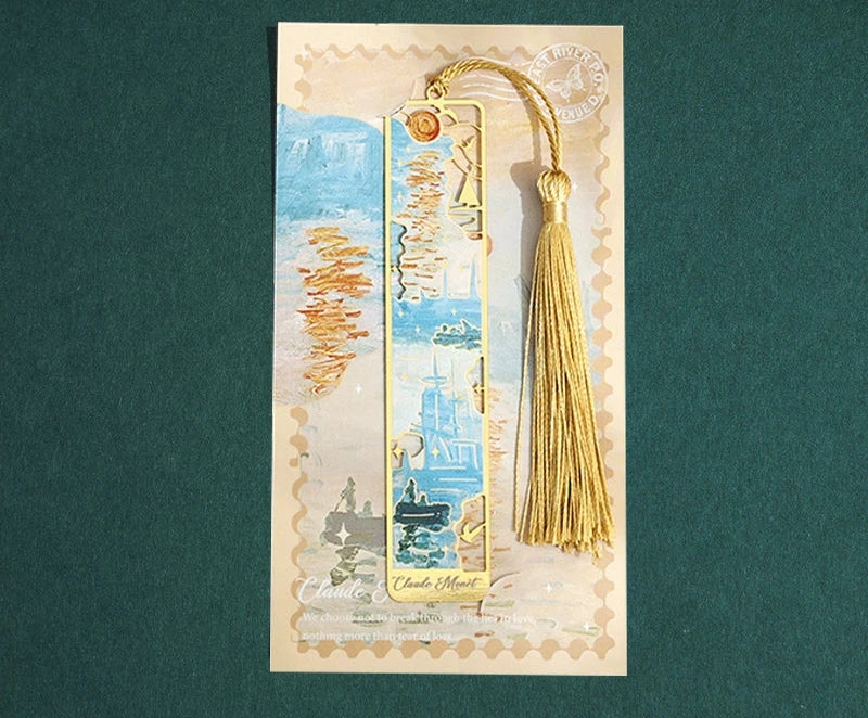 Exquisite Antique-Style Oil Painting Hollow Bookmark - Brass Souvenir Gift