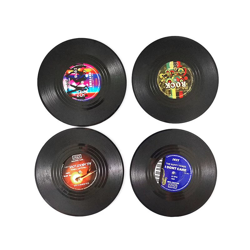 Retro Vinyl Record Coaster Set