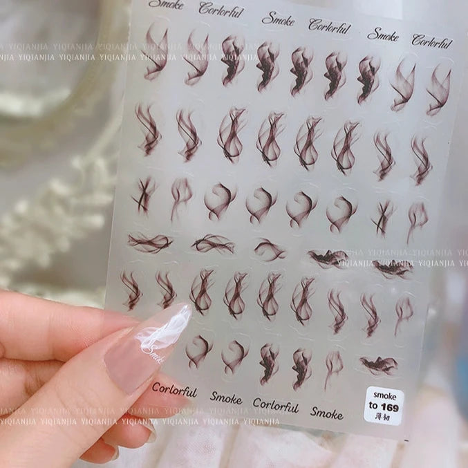 Ballet Streamer Nail Art Sticker - Black and White Camellia Design