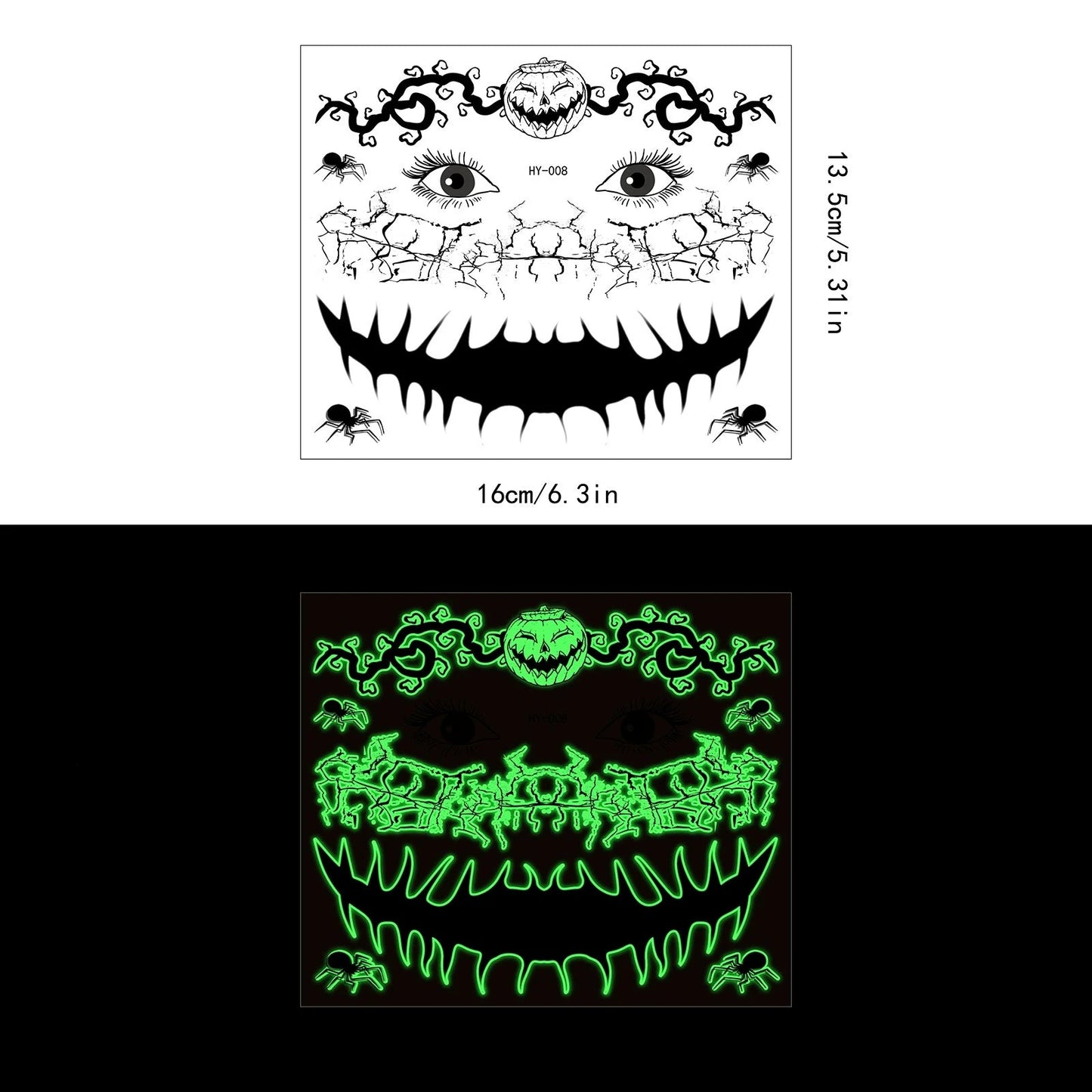 Glow-in-the-Dark Halloween Tattoo Stickers