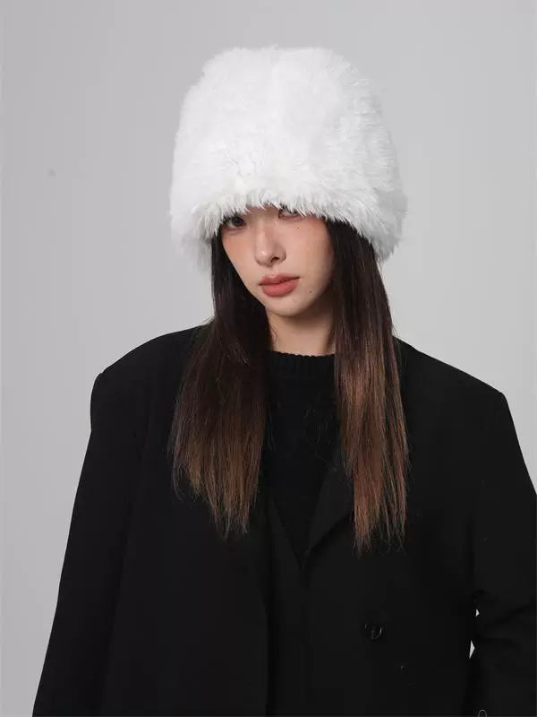 Plush Bucket Hat Soft Winter Comfort with Ear Protection