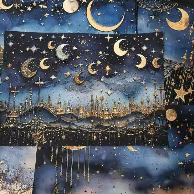 Celestial Enchantment: 3D Textured Star and Moon Background Paper