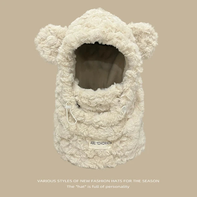 Thickened Velvet Cartoon Bear Hat Adorable Winter Ear Protection