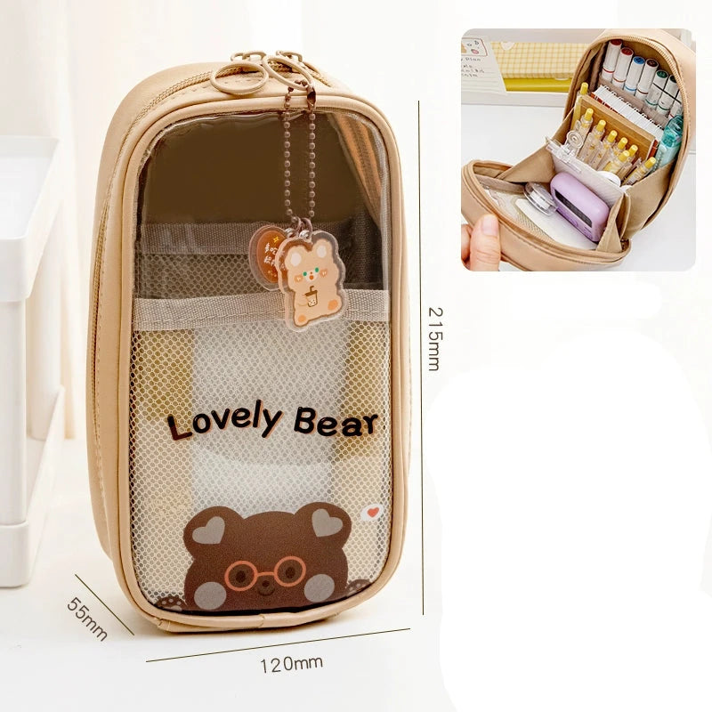 Spacious Three-Layer Pencil Case - Large Opening