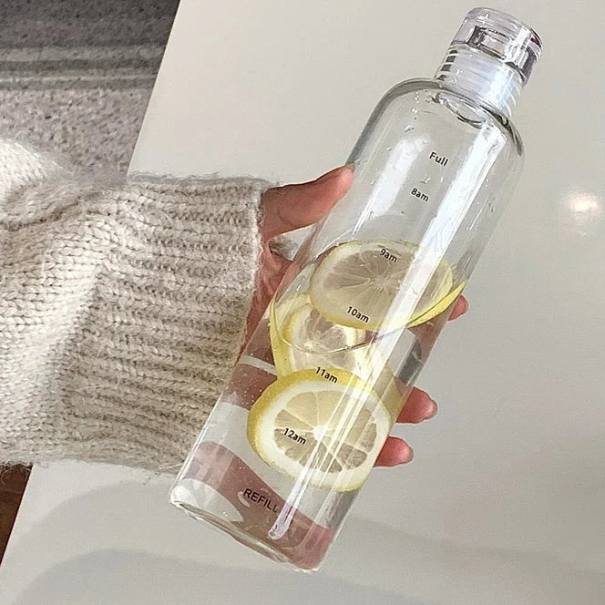 Simple & Portable Time Scale Glass Mug - Perfect for Office and School