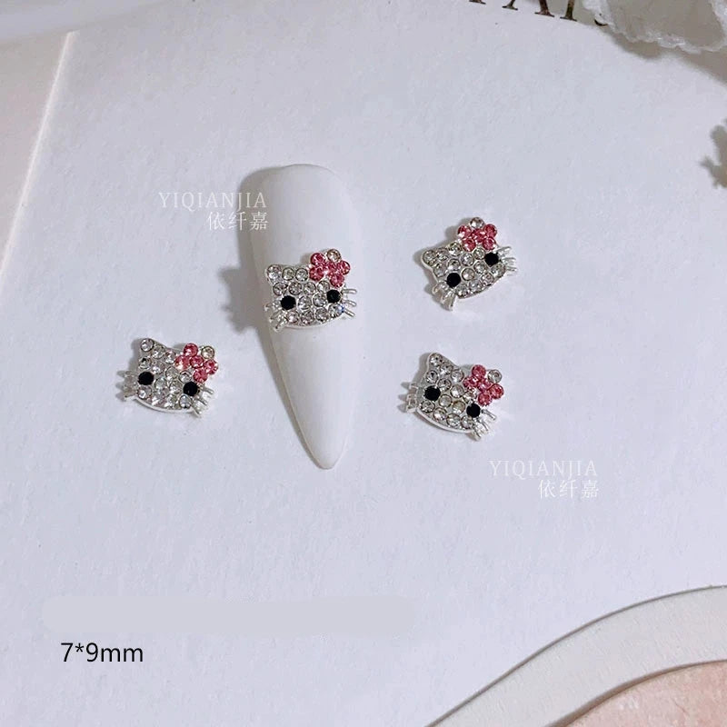 Pink Valentine's Day Nail Art Jewelry - Diamond Studded Peach Heart Butterfly