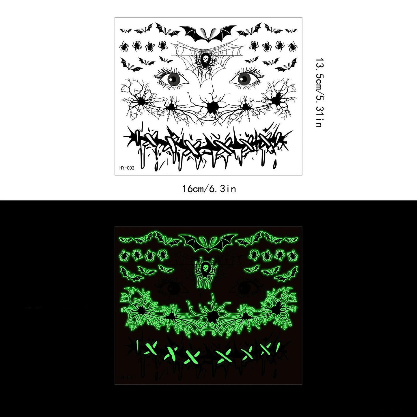 Glow-in-the-Dark Halloween Tattoo Stickers
