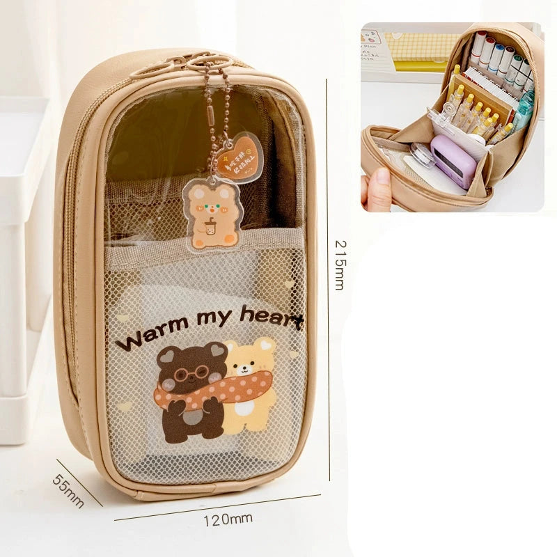 Spacious Three-Layer Pencil Case - Large Opening
