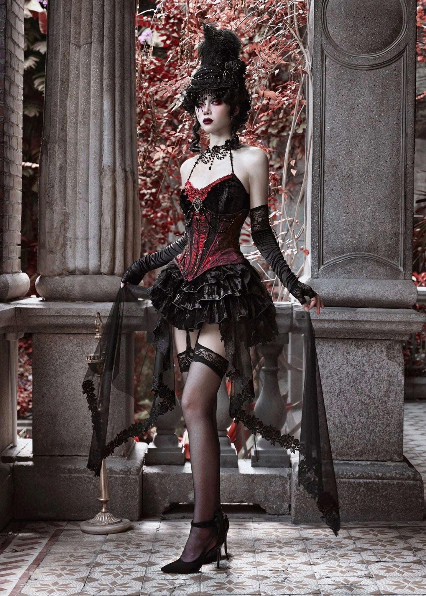 Rococo Velvet Cobwebs Fishbone Tunic Suspenders