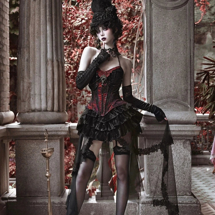 Rococo Velvet Cobwebs Fishbone Tunic Suspenders