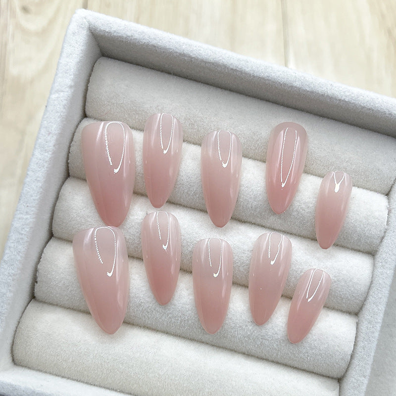 Handmade Glitter Oval Nail Art - Blush Gradient Pink Nail Patches
