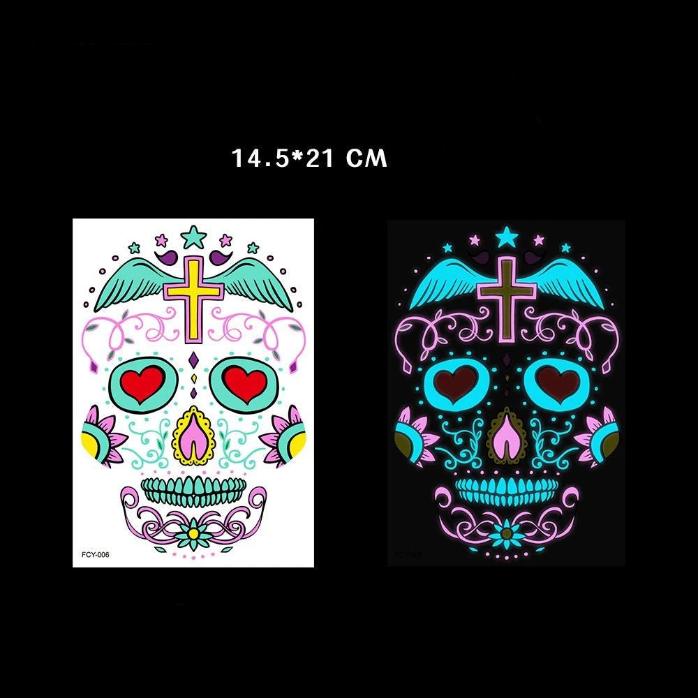 Glow-in-the-Dark Halloween Tattoo Stickers