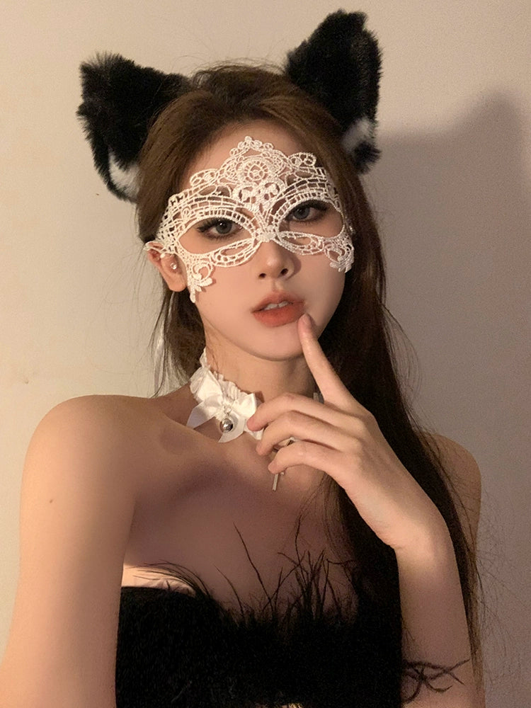 Masquerade Black Lace Bunny Ear Headband