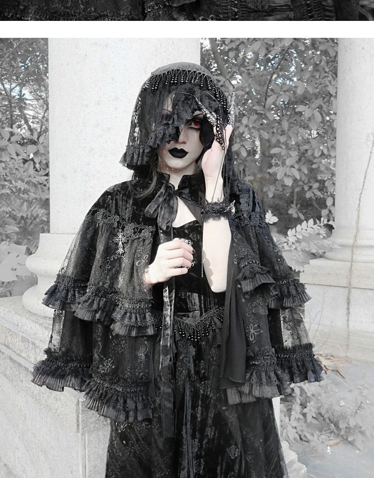 Mist Classical Gothic Lace Headpiece with Veil