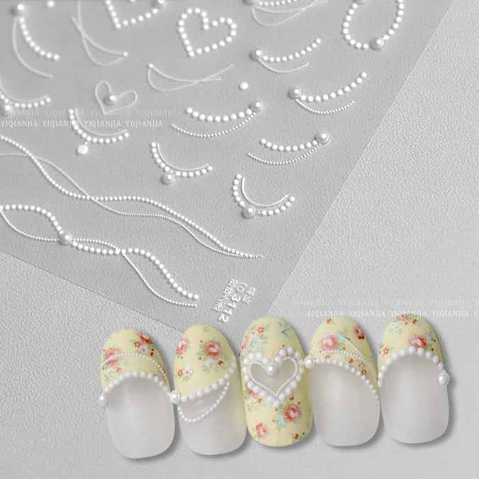 Ballet Streamer Nail Art Sticker - Black and White Camellia Design