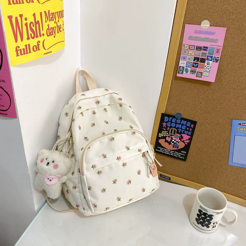 Trendy Lightweight Small Backpack - Fresh Floral Design for Students