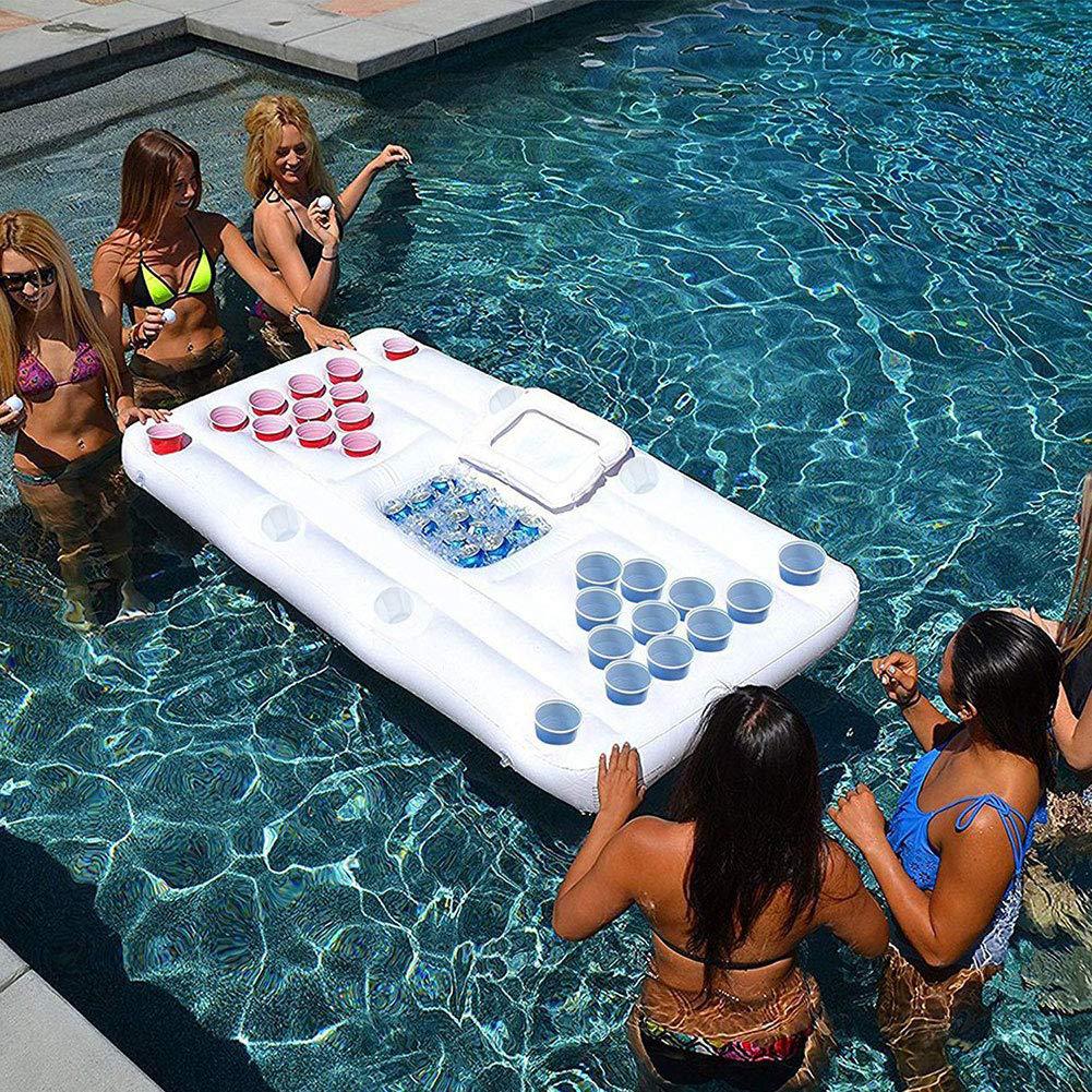 Popular PVC Inflatable 28-Cup Hole Floating Beer Pong Game Table