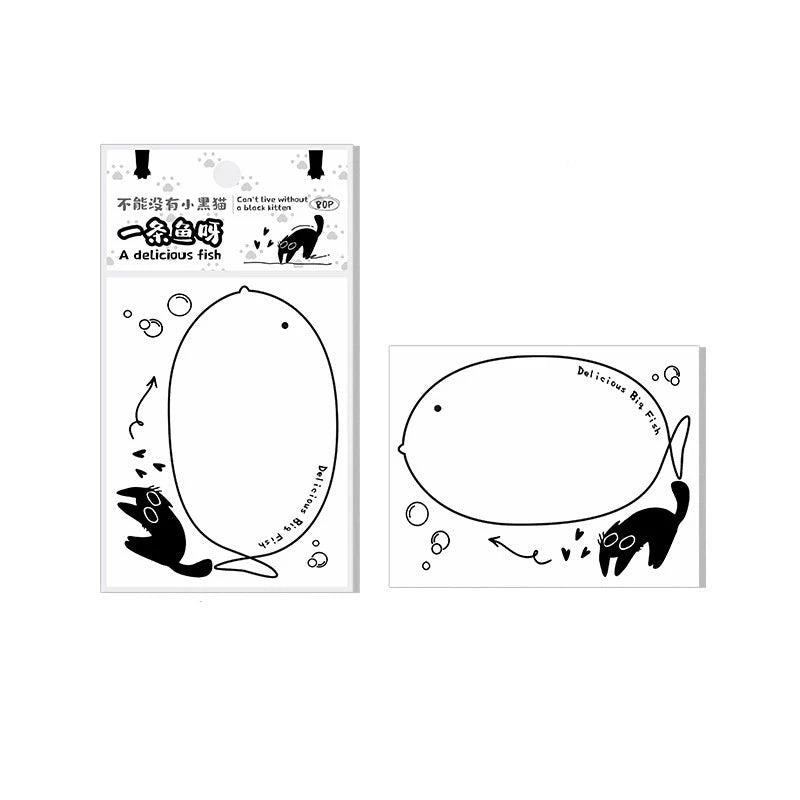 Adorable Black Cat Sticky Notes | Cute Illustrated Memo Pads for Daily Use