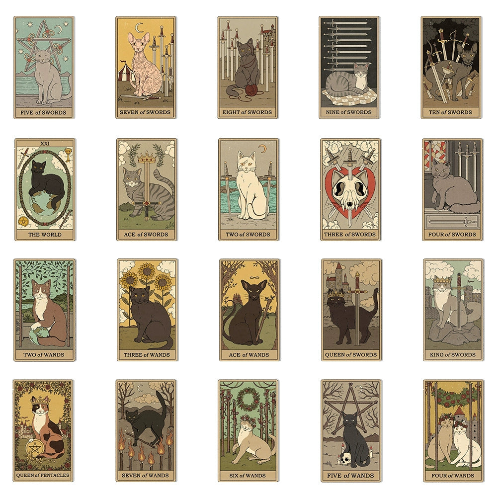 Retro Cat Tarot - Waterproof Sticker Set