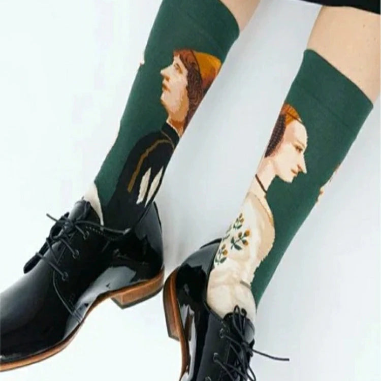 Artistic French Tide Oil Painting Socks