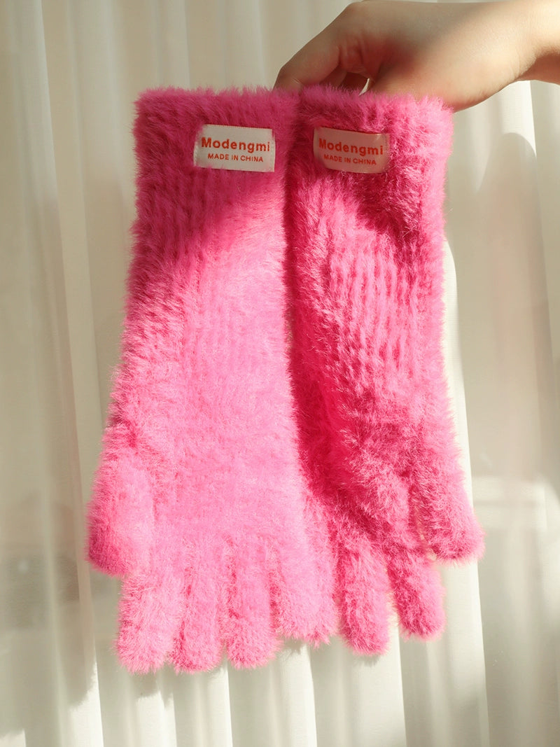 Soft and Fluffy Extended Touchscreen Gloves for Women