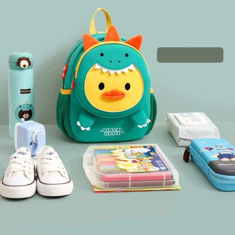 Cute Dinosaur and Little Yellow Duck Backpack for Kids - Perfect for Kindergarten