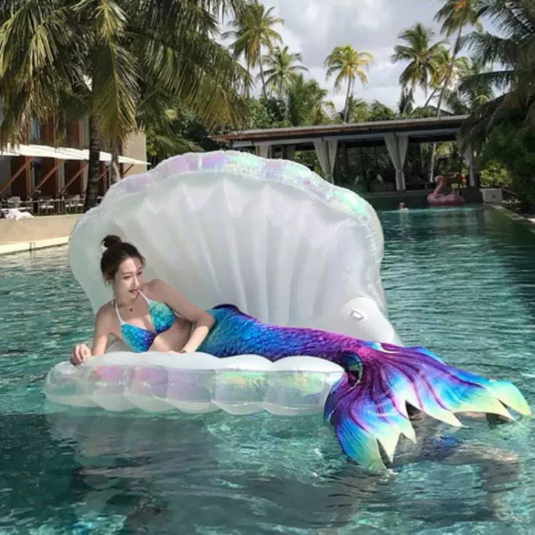 Mermaid Shell Inflatable Floating Bed - Seaside Fun Product Description