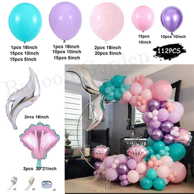 New Purple Mermaid Tail Happy Birthday Party Decoration Kit