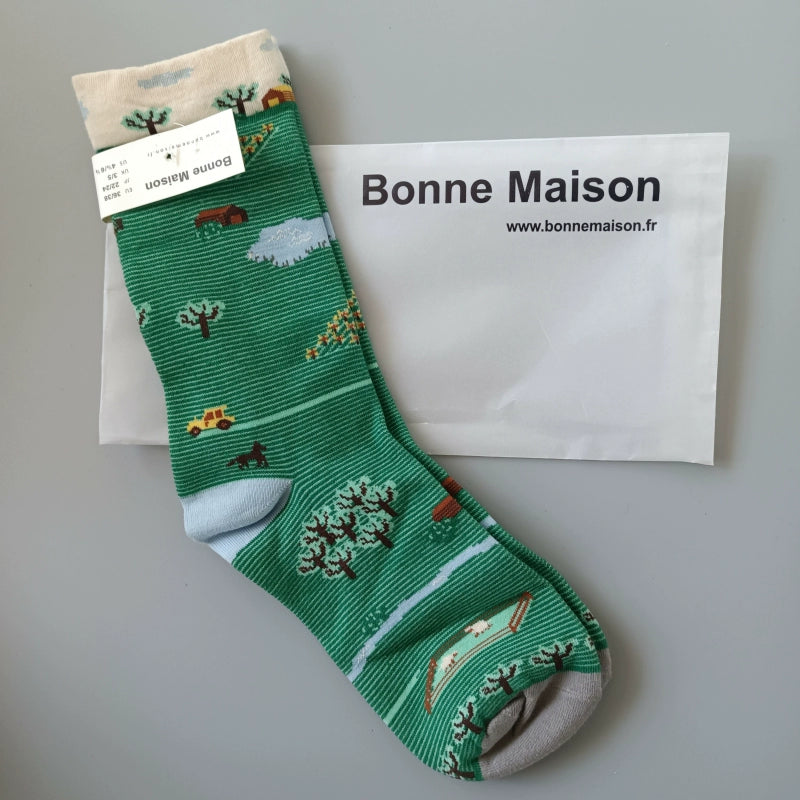 Artistic French Tide Oil Painting Socks fun art literary oil painting