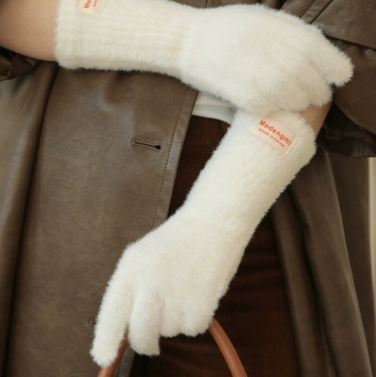 Soft and Fluffy Extended Touchscreen Gloves for Women