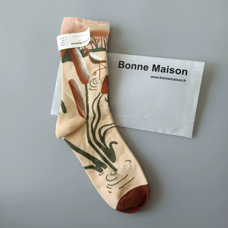 Artistic French Tide Oil Painting Socks fun art literary oil painting
