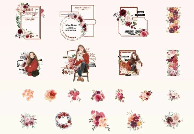 Blushing Blooms - Adorable Floral Girl Sticker Collection