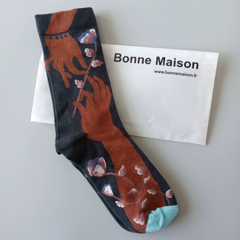 Artistic French Tide Oil Painting Socks fun art literary oil painting
