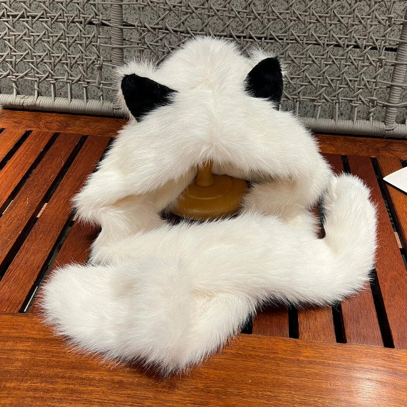 Plush Fox Ears Hat and Scarf Set