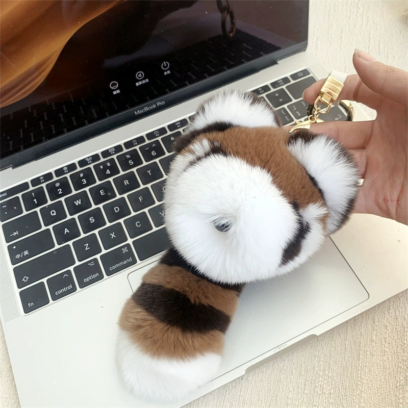 Charming Raccoon Fur Keychain