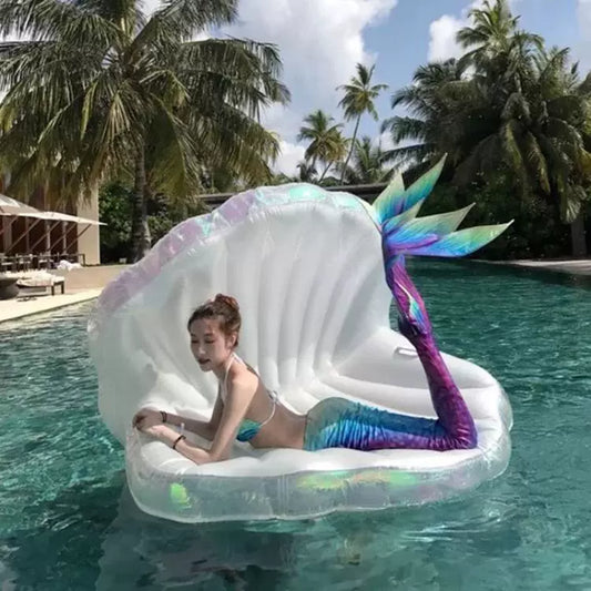 Mermaid Shell Inflatable Floating Bed - Seaside Fun Product Description