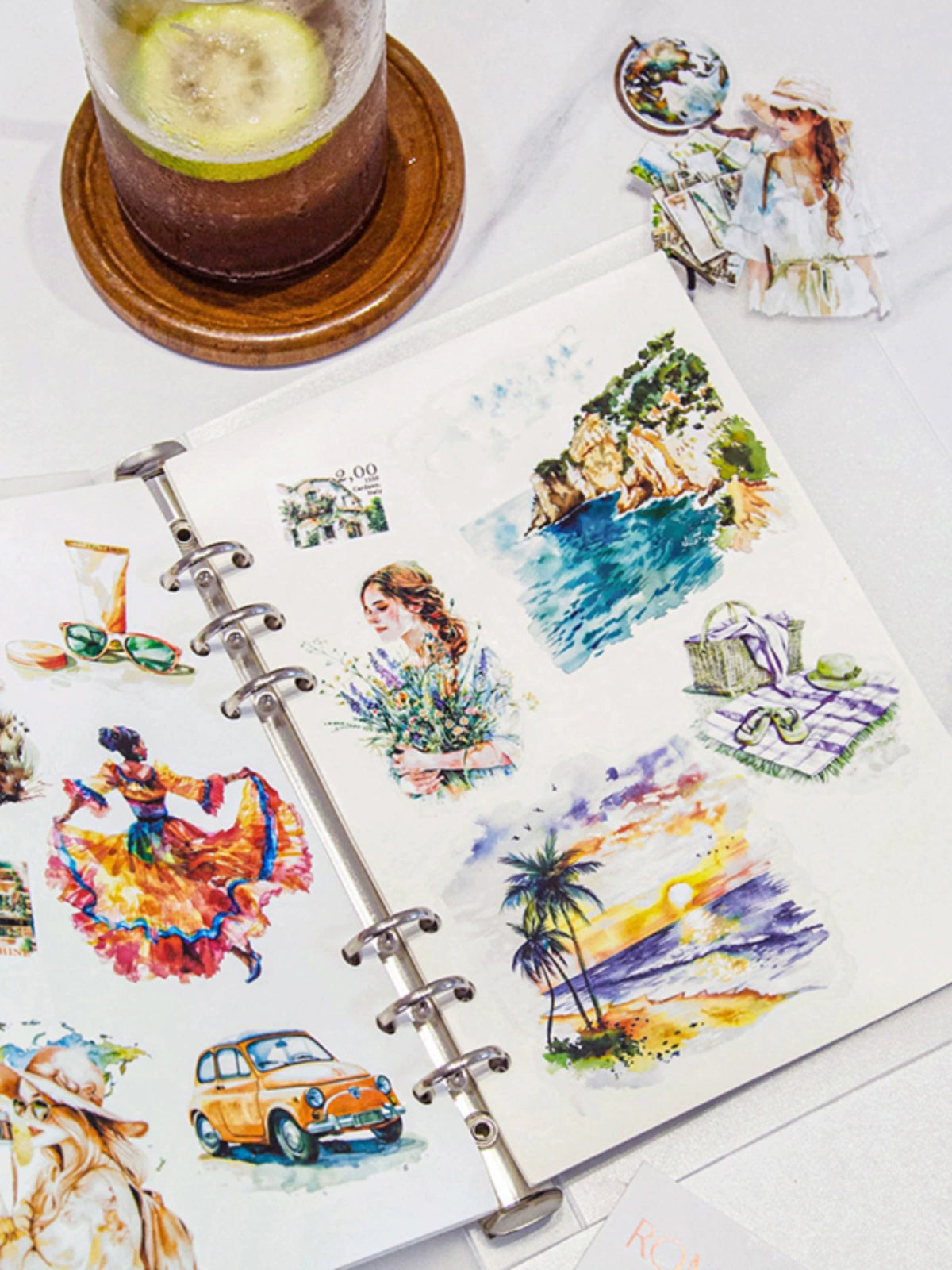 Wanderlust Watercolor: Romantic Travel Diary Sticker Collection