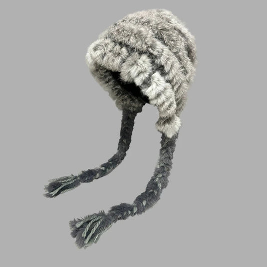 Rabbit Fur Blended Woolen Hat