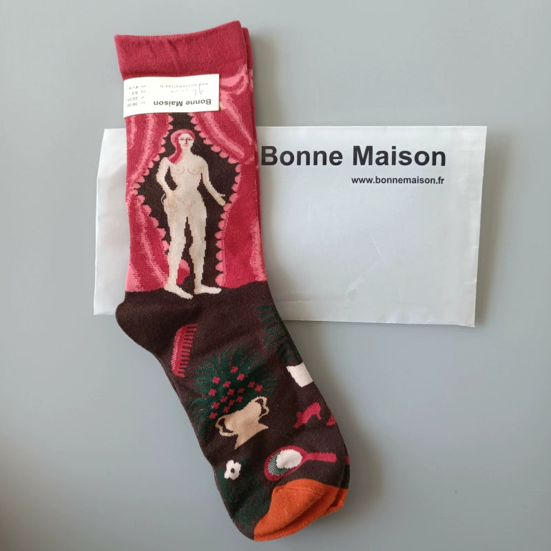 Artistic French Tide Oil Painting Socks fun art literary oil painting